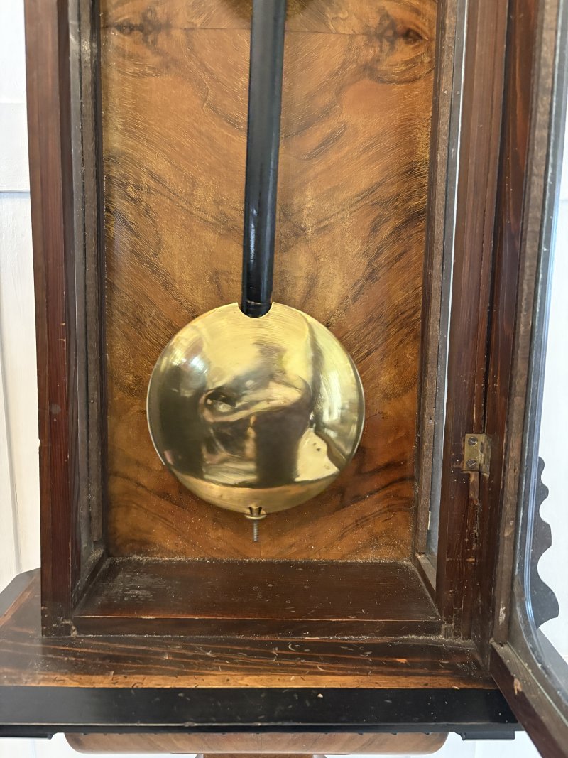 Antique Victorian Quality Figured Walnut 8 Day Wall Clock - Image 5